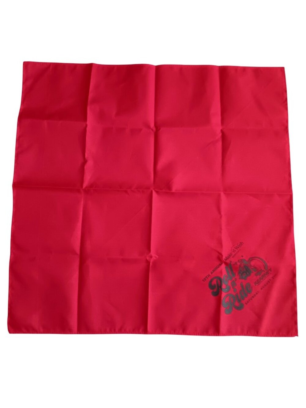 Bandana Hanky Nebraska Biker NOS 19th Annual Make-A-Wish Roll n Ride Red